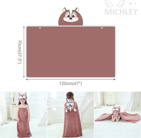 منشفة أطفال بغطاء للرأس للجنسين من MICHLEY، مناشف ناعمة ماصة، رداء حمام للسباحة على الشاطئ، مقاس 27.5 بوصة × 47 بوصة للأطفال الصغار من عمر 0 ​​إلى 7 سنوات (كوالا) in Kuwait