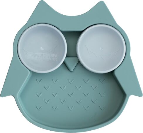 Tidy Tot ®™ Baby and Toddler Suction Plate for Feeding and Weaning | Silicone Plate with Secure Suction | Removable Plate Divider Pots with Lids. Suction Plates for Babies from 6 Months. Owl and Fox in Saudi Arabia
