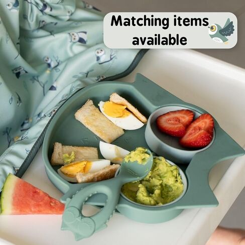 Tidy Tot ®™ Baby and Toddler Suction Plate for Feeding and Weaning | Silicone Plate with Secure Suction | Removable Plate Divider Pots with Lids. Suction Plates for Babies from 6 Months. Owl and Fox in Saudi Arabia
