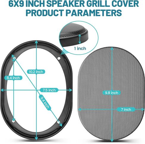 6x9 Inch Metal Mesh Round Speaker Grill Cover, 6x9 Universal Speaker Grills Decorative for Car Speaker Mounting Home Audio DIY, Mesh Subwoofer Grill Horn Guard Protective Case in Saudi Arabia