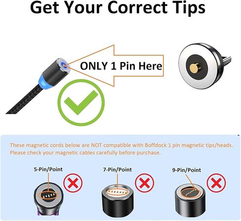 Magnetic Connector Tips Head for Type C Android Devices (10 Pack), 360° Rotating Strong Magnetic Phone Cable USB C Adapter (10 pack tips for type c) in Saudi Arabia