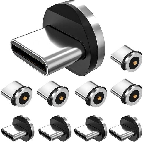 Magnetic Connector Tips Head for Type C Android Devices (10 Pack), 360° Rotating Strong Magnetic Phone Cable USB C Adapter (10 pack tips for type c) in Saudi Arabia