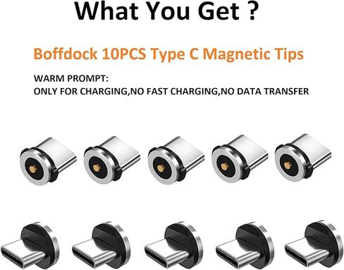 Magnetic Connector Tips Head for Type C Android Devices (10 Pack), 360° Rotating Strong Magnetic Phone Cable USB C Adapter (10 pack tips for type c) in Saudi Arabia