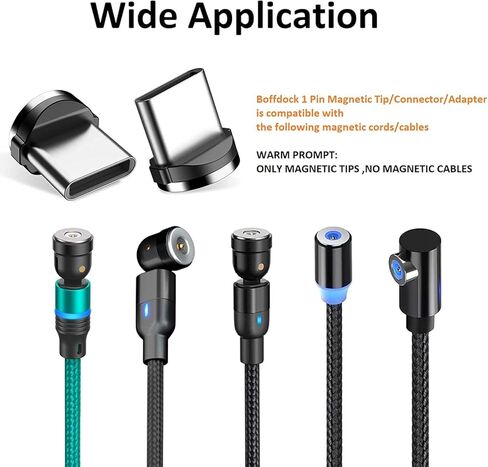 Magnetic Connector Tips Head for Type C Android Devices (10 Pack), 360° Rotating Strong Magnetic Phone Cable USB C Adapter (10 pack tips for type c) in Saudi Arabia