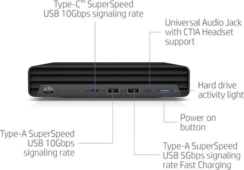 كمبيوتر مكتبي HP EliteDesk 800 G6 Business Mini PC، Core i5-10500 2.3 جيجا هرتز حتى 3.8 جيجا هرتز، ذاكرة وصول عشوائي DDR4 سعة 32 جيجا بايت، 1 تيرابايت SSD، واي فاي، نوع C، لوحة مفاتيح وماوس، Windows 11 Pro (متجدد) in Kuwait