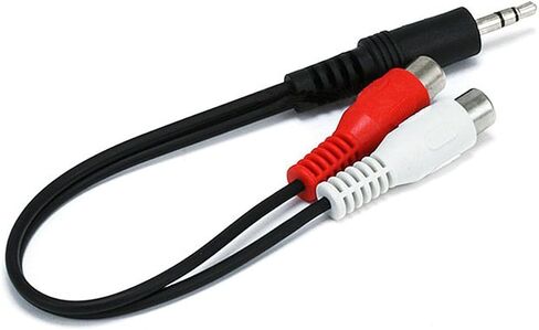 Monoprice 6inch 3.5mm Stereo Plug/2 RCA Jack Cable - Black in Saudi Arabia