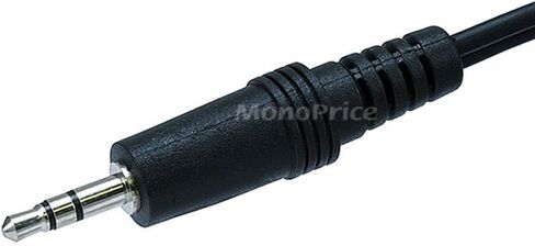 Monoprice 6inch 3.5mm Stereo Plug/2 RCA Jack Cable - Black in Saudi Arabia