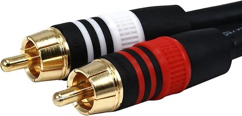 Monoprice 6inch 3.5mm Stereo Plug/2 RCA Jack Cable - Black in Saudi Arabia