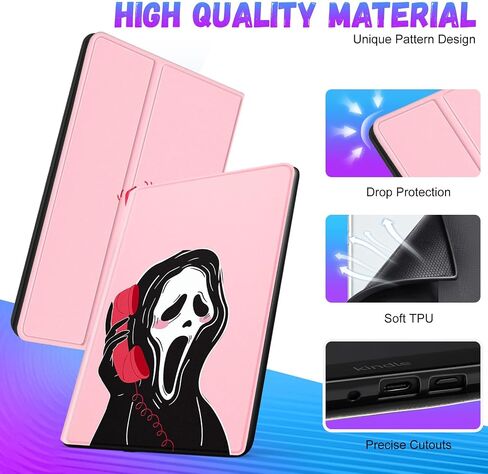 Trendy Fan for Kindle Paperwhite 11th Generation Case 6.8 inch 2021/Signature Edition Cute Cartoon Skull Kawaii Teen Kids Girls Folio Cover with Auto Sleep/Wake for Kindle Paperwhite 2021 E-Reader in Saudi Arabia