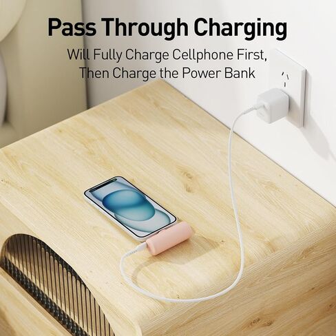 iWALK Portable Charger for iPhone 15/16/17, Power Bank with Build-in USB C Connector, 4,500mAh Battery Pack Phone Charger for iPhone Series, Samsung S22/23/24 Series and Android, Pink in Saudi Arabia