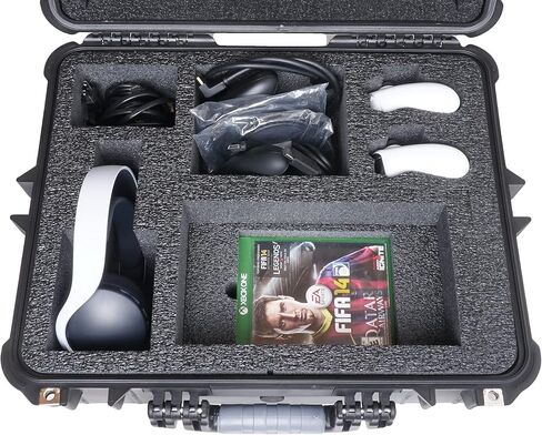 حقيبة سفر مدمجة من Case Club تناسب أجهزة Xbox Series X مع مساحة تخزين لسماعات الرأس - حقيبة حمل ذات هيكل صلب مع رغوة مقطوعة مسبقًا لتخزين وحدة التحكم وسماعات الرأس وأجهزة التحكم والألعاب والملحقات - حقيبة نقل مقاومة للماء in Saudi Arabia