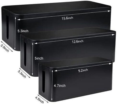 مجموعة Suwimut مكونة من 3 صناديق لإدارة الكابلات، صندوق منظم لأسلاك تخزين كبيرة وغطاء للمكتب والتلفزيون والكمبيوتر وجهاز التوجيه ومحور USB لحماية وإخفاء شريط الطاقة، وواقي التيار الزائد، والأسلاك in Kuwait