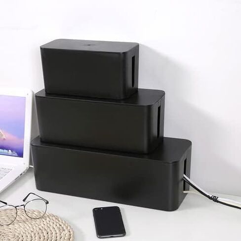 مجموعة Suwimut مكونة من 3 صناديق لإدارة الكابلات، صندوق منظم لأسلاك تخزين كبيرة وغطاء للمكتب والتلفزيون والكمبيوتر وجهاز التوجيه ومحور USB لحماية وإخفاء شريط الطاقة، وواقي التيار الزائد، والأسلاك in Kuwait