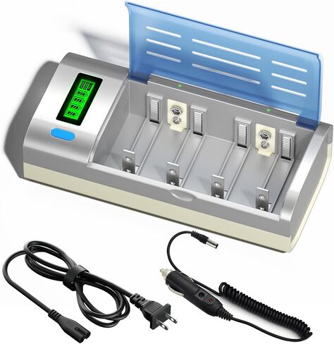 شاحن بطارية LCD عالمي لبطارية AA AAA C D 9V NiMH NiCD القابلة لإعادة الشحن مع وظيفة التفريغ in Kuwait
