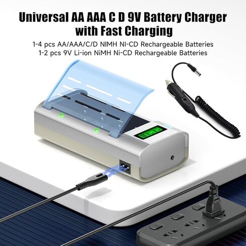 شاحن بطارية LCD عالمي لبطارية AA AAA C D 9V NiMH NiCD القابلة لإعادة الشحن مع وظيفة التفريغ in Kuwait