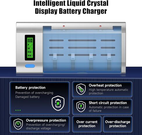 شاحن بطارية LCD عالمي لبطارية AA AAA C D 9V NiMH NiCD القابلة لإعادة الشحن مع وظيفة التفريغ in Kuwait