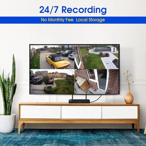 نظام كاميرا أمان لاسلكية 4CH، نظام CCTV NVR بدقة 2 ميجابكسل مع محرك أقراص ثابتة سعة 1 تيرابايت، كاميرات IP WiFi خارجية 4X Bullet، تسجيل صوتي، رؤية ليلية، تنبيه عبر البريد الإلكتروني لتطبيق اكتشاف الإنسان in Kuwait