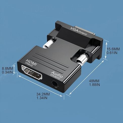 محول VGA أسود، محول صندوق فك التشفير للكمبيوتر المحمول لشاشة الكمبيوتر المحمول، جهاز عرض HDTV، محول VGA إلى محول محول للشاشة، محولات كابل الكمبيوتر بدقة 1920x1080 (ZS481) in Kuwait