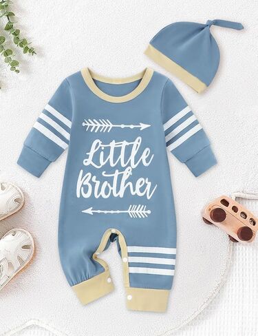 Newborn Baby Boy Clothes Letter Print Romper Coming Home Outfit Boy Bodysuit with Hat 2PCS Baby Jumpsuit in Saudi Arabia