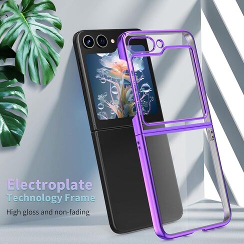 MATEPROX Clear Case for Samsung Galaxy Z Flip 6 Case, Slim Thin Lightweight Protective Phone Case with Electroplated Frame Transparent Back for for Samsung Galaxy Z Flip6 5G-Gold in Saudi Arabia