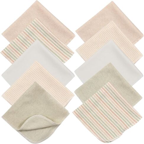 Smluckg Organic Baby Washcloths 10 Pack - Reusable Baby Wipes for Delicate Skin, Ultra Soft and Gentle Kids Face Wipes, Perfect for Newborn Girls and Boys (Multicolor, 10 Pack) in Saudi Arabia