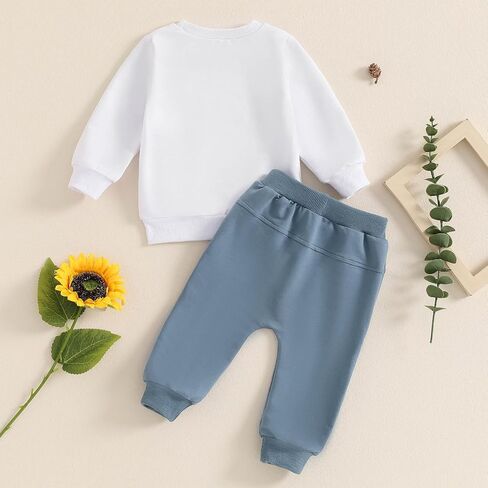 FOCUSNORM Toddler Baby Boy Fall Outfit Mama's Boy Letter Embroidery Sweatshirt Top Elastic Pants Set Cute 2pcs Winter Clothes in Saudi Arabia