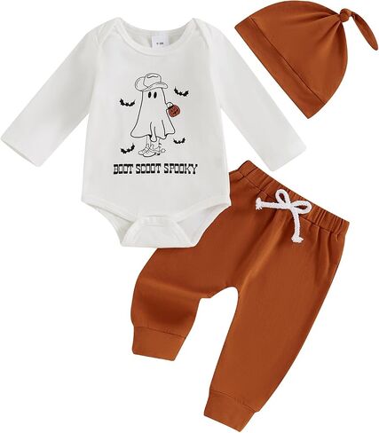 VISGOGO My First Halloween Baby Boy Girl Outfits Clothes Set 0 3 6 12 18 Months Newborn Romper + Pants + Hat in Saudi Arabia
