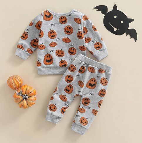 Baby Boy Girl My First Halloween Outfit Pumpkin Sweatshirt Top+Drawstring Long Pants Newborn Halloween 2Pcs Clothes in Saudi Arabia