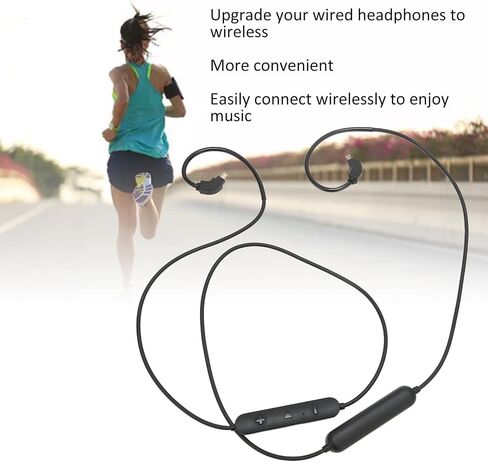 Headphones Bluetooth Wireless Adapter Cable, 2 Pin Rechargeable Replacement in Ear Earbuds Cable Adapter Cord with Mic and Volume Control in Saudi Arabia