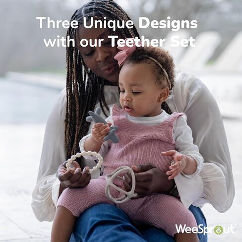 WeeSprout Handheld Teether Set (Bright Green, Purple & Blue) in Saudi Arabia