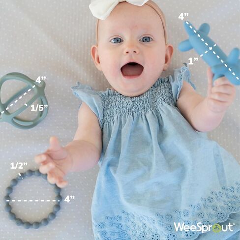 WeeSprout Handheld Teether Set (Bright Green, Purple & Blue) in Saudi Arabia