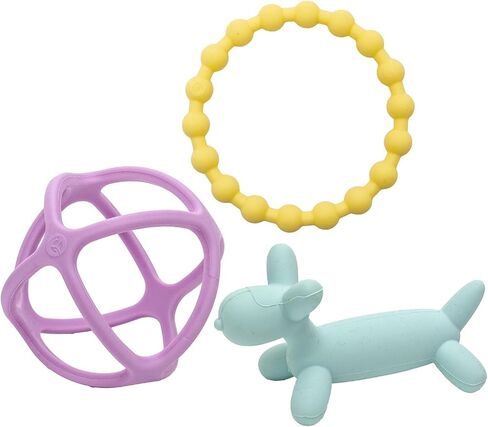 WeeSprout Handheld Teether Set (Bright Green, Purple & Blue) in Saudi Arabia