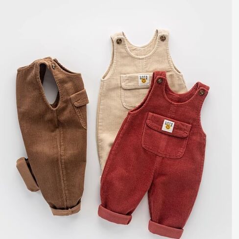 Baby Boy Girl Suspender Overalls Infant Toddler Corduroy Straps Outfits Pants Romper Jumpsuit with pockets in Saudi Arabia