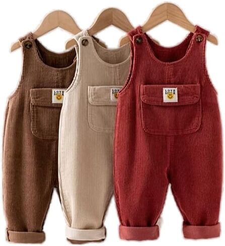 Baby Boy Girl Suspender Overalls Infant Toddler Corduroy Straps Outfits Pants Romper Jumpsuit with pockets in Saudi Arabia