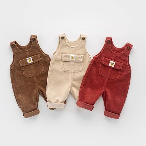 Baby Boy Girl Suspender Overalls Infant Toddler Corduroy Straps Outfits Pants Romper Jumpsuit with pockets in Saudi Arabia