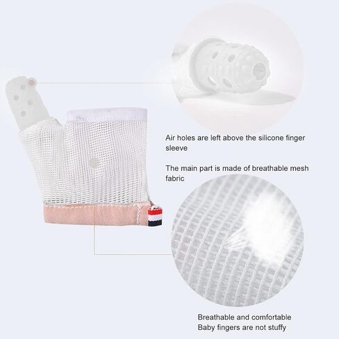 Silicone Toddler Baby Finger Guard with Breathable Mesh Wrist Band and Round Massage Bumps, Thumb Sucking Stop for Kids, Effective Thumb Sucking Glove Treatment Kit in Saudi Arabia