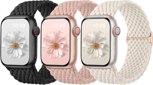 3 Pack Braided Stretchy Solo Loop Compatible for Apple Watch Bands 38mm 40mm 41mm 42mm 44mm 45mm 49mm for Women Men, Nylon Elastic Strap Wristbands for iWatch Series 9 8 7 6 5 4 3 2 1 SE Ultra/Ultra2 in Saudi Arabia