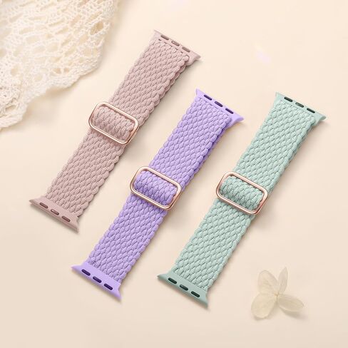 3 Pack Braided Stretchy Solo Loop Compatible for Apple Watch Bands 38mm 40mm 41mm 42mm 44mm 45mm 49mm for Women Men, Nylon Elastic Strap Wristbands for iWatch Series 9 8 7 6 5 4 3 2 1 SE Ultra/Ultra2 in Kuwait