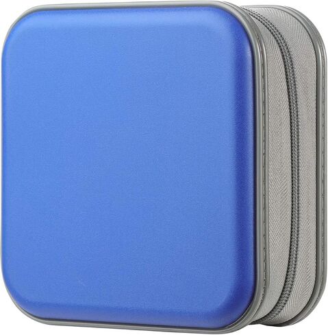 alavisxf xx CD Case, 48 Capacity Hard Plastic DVD Case Portable Zipper CD Case Holder Large Storage Disc Wallet Bag for Car Home Travel (Blue, 48 Capacity) in Saudi Arabia