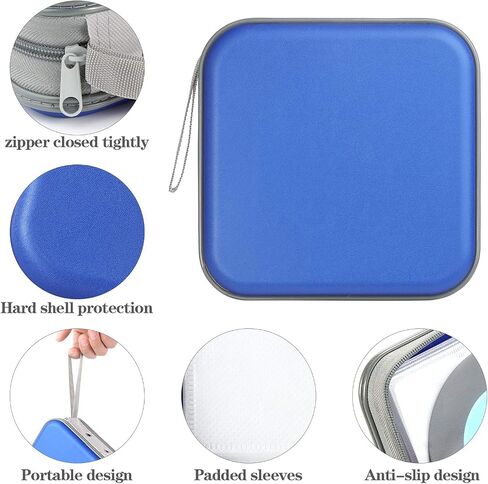alavisxf xx CD Case, 48 Capacity Hard Plastic DVD Case Portable Zipper CD Case Holder Large Storage Disc Wallet Bag for Car Home Travel (Blue, 48 Capacity) in Saudi Arabia