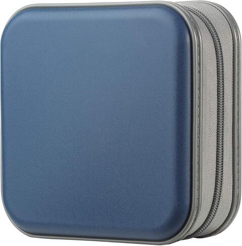alavisxf xx CD Case, 48 Capacity Hard Plastic DVD Case Portable Zipper CD Case Holder Large Storage Disc Wallet Bag for Car Home Travel (Blue, 48 Capacity) in Saudi Arabia