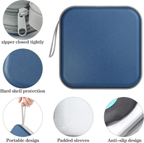 alavisxf xx CD Case, 48 Capacity Hard Plastic DVD Case Portable Zipper CD Case Holder Large Storage Disc Wallet Bag for Car Home Travel (Blue, 48 Capacity) in Saudi Arabia