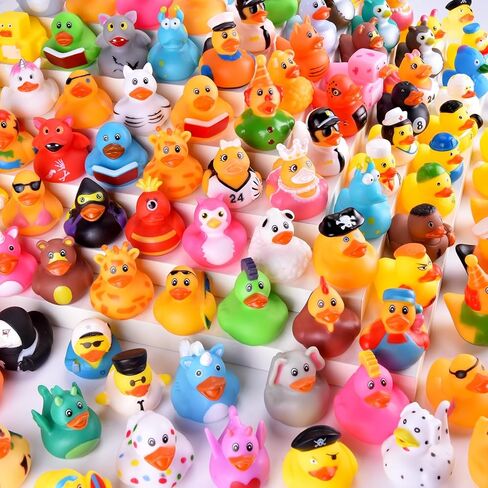55 Packs Rubber Ducks, Assortment Rubber Ducks in Bulk for Kids Party Favors Baby Bath Shower Toys, Summer Beach Pool Activity Carnival, Small Rubber Duckies with Mesh Carry Bag in Saudi Arabia
