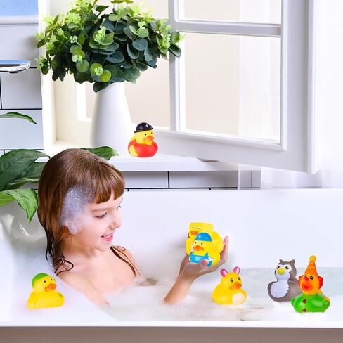 55 Packs Rubber Ducks, Assortment Rubber Ducks in Bulk for Kids Party Favors Baby Bath Shower Toys, Summer Beach Pool Activity Carnival, Small Rubber Duckies with Mesh Carry Bag in Saudi Arabia