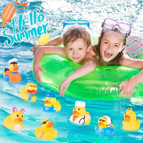 55 Packs Rubber Ducks, Assortment Rubber Ducks in Bulk for Kids Party Favors Baby Bath Shower Toys, Summer Beach Pool Activity Carnival, Small Rubber Duckies with Mesh Carry Bag in Saudi Arabia