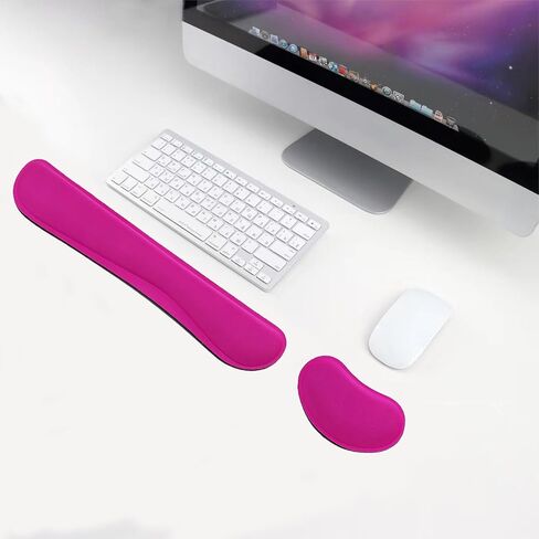 Keyboard Wrist Rest and Mouse Wrist Rest Set - Ergonomic Memory Foam Wrist Cushion - for Wrist Support on Computer, Laptop, Office, Playing Games, Typing Relieves Wrist Pain Red in Kuwait
