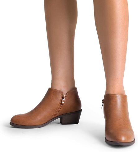 DREAM PAIRS Women's Ankle Boots Low Chunky Heels Short Fall Booties in Saudi Arabia