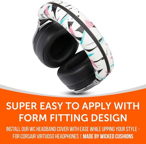 WC BandZ Virtuoso V2 - غطاء رأس من السيليكون لسماعات Corsair Virtuoso من Wicked Cushions | يمكن غسله في الغسالة، لا مزيد من الجلد المتقشر | لـ Virtuoso Wireless وXT وSE | أسود in Kuwait