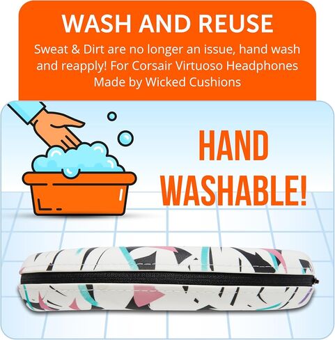 WC BandZ Virtuoso V2 - غطاء رأس من السيليكون لسماعات Corsair Virtuoso من Wicked Cushions | يمكن غسله في الغسالة، لا مزيد من الجلد المتقشر | لـ Virtuoso Wireless وXT وSE | أسود in Kuwait