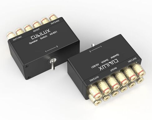 Cubilux 2-Channel Speaker Switcher Selector Box,Passive 2 Zone Distribution Box with Impedance Protection, Aluminum Alloy Speaker Switcher Box Support 2(1)-in-1(2)-Out in Saudi Arabia